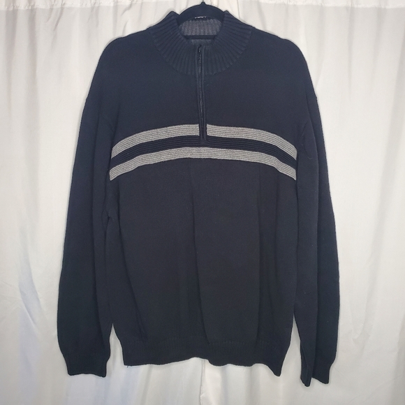 ◇◇ Basic Editions Black Quarter Zip Pullover Mockneck Sweater Size XL Black - Picture 1 of 5